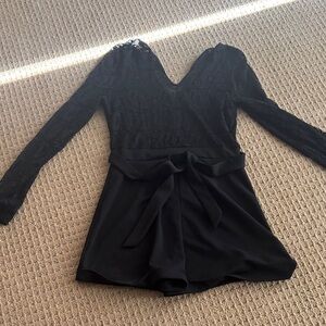 Black Lace Long Sleeve Romper